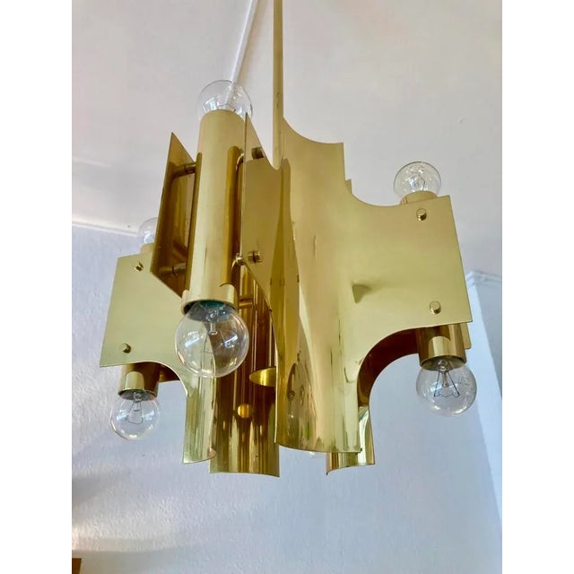 Metal Vintage Italian Brass Pendant by Gaetano Sciolari, 1970 For Sale - Image 7 of 15