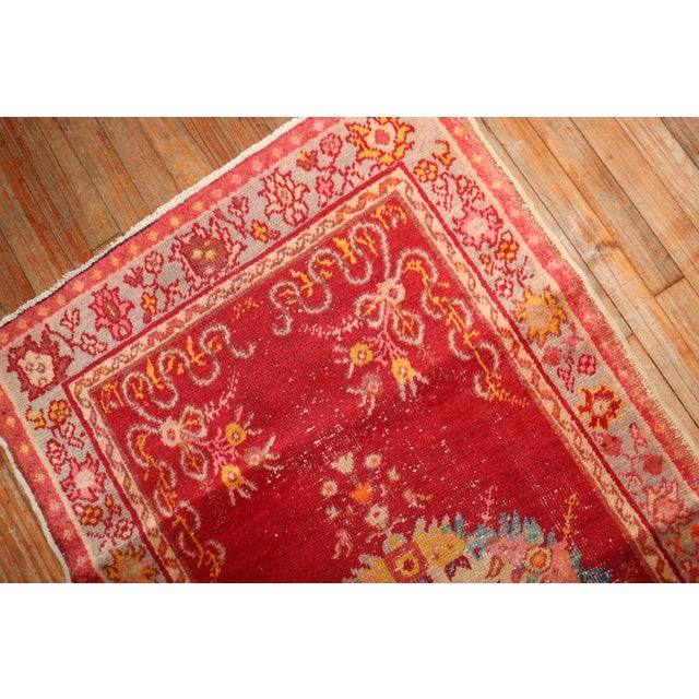 Early 21st Century Red Bohemian Vintage Oushak Runner For Sale - Image 5 of 6