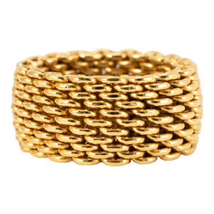 Ladies Tiffany & Co. 18k Yellow Gold Wide Somerset Mesh Band Ring, Size 5.75
