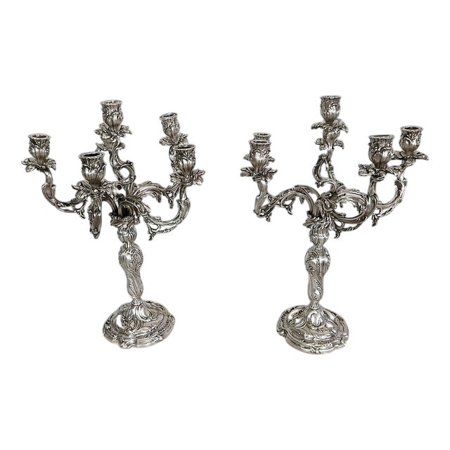 Candleholders in Silvered Bronze, Set of 2 For Sale