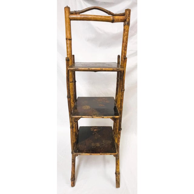 19th Century English "Japonisme" Bamboo 3-Tier Display Stand For Sale In West Palm - Image 6 of 12