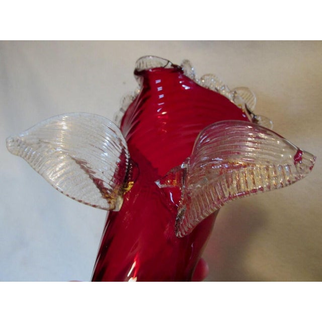 Vintage Mid Century Italian Venetian Glass Cornucopia, Gold Inclusions For Sale - Image 4 of 4