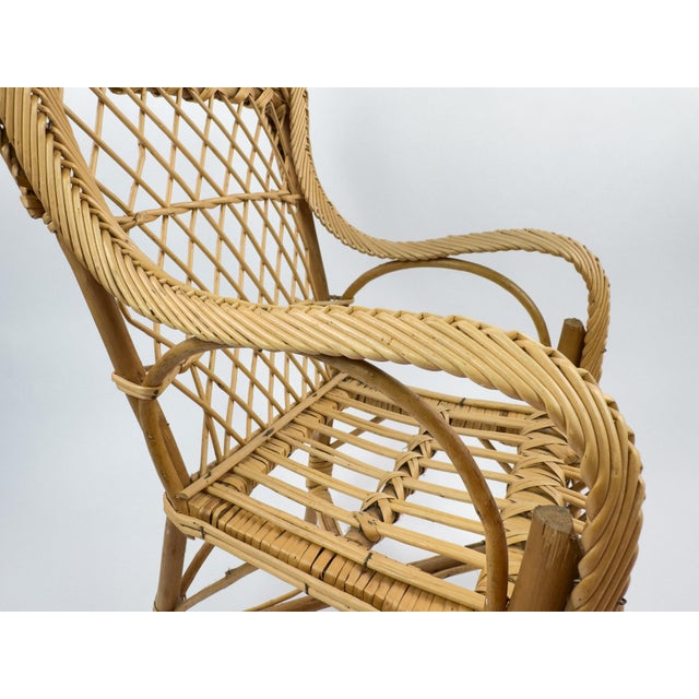 Vintage French Rattan Children’s Chair, 1950s For Sale - Image 10 of 15