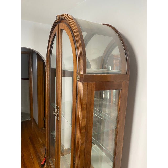 Made by the Pulaski Furniture Co., Virginia In beautiful condition, upper light works, lower light works as well, curved...