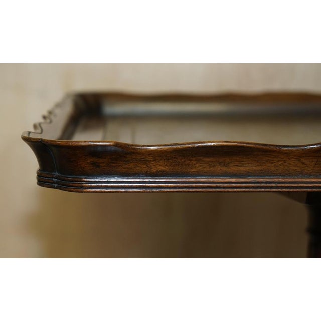 Large Antique Carved Hardwood & Green Leather Tilt Top Centre Table For Sale - Image 5 of 18