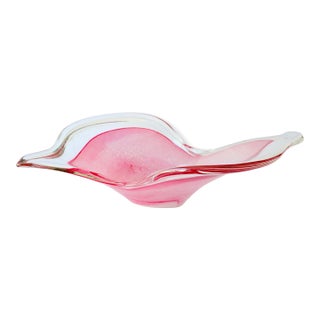 Large Midcentury Freeform Murano Glass Bowl For Sale
