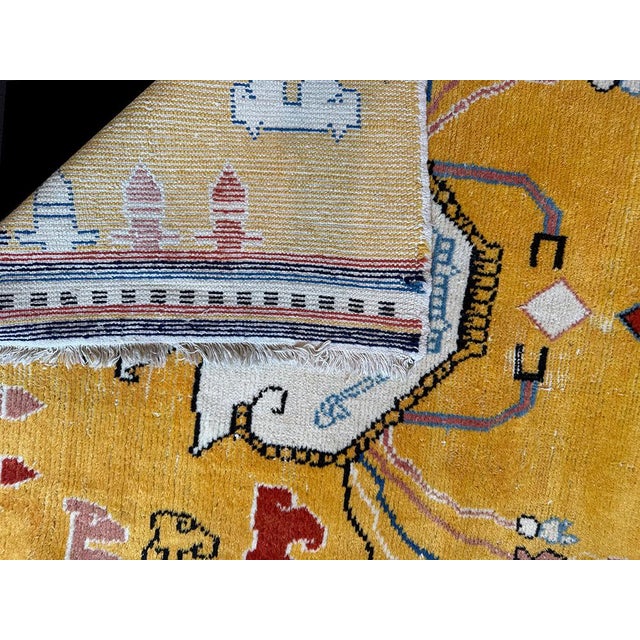 Figurative A Must See Antique Gold Ground Pictorial (Spider) 4' X 8' Tibetan Rug For Sale - Image 3 of 7