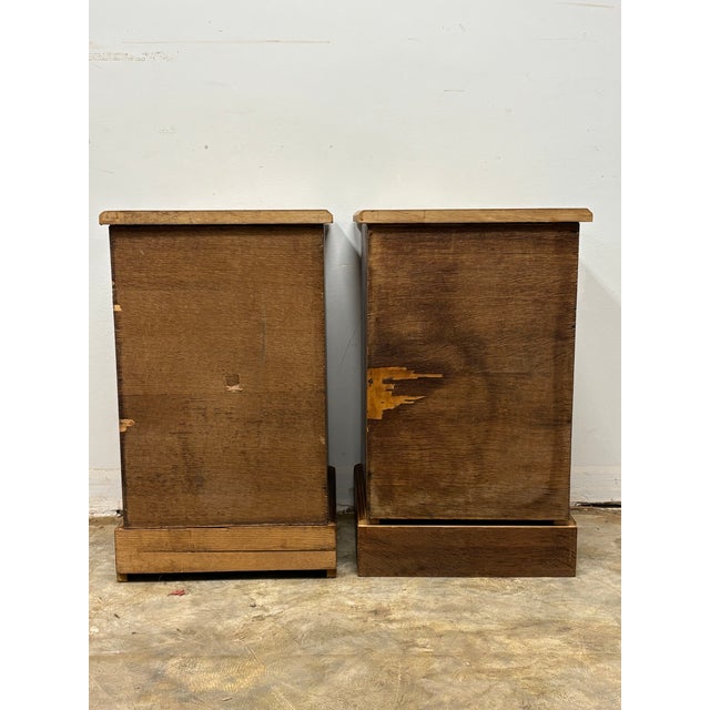 Antique English Oak Nightstands - A Pair For Sale - Image 9 of 10