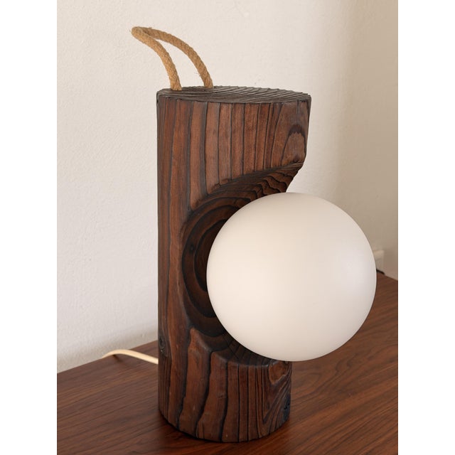 1960s Brutalist Model 16 Wall Lamp in Pine and Opal Glass from Temde Leuchten, 1970s For Sale - Image 5 of 16
