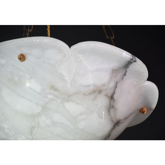 1950s Great Design Extra Large Size Art Deco White Alabaster Chandelier For Sale - Image 12 of 12