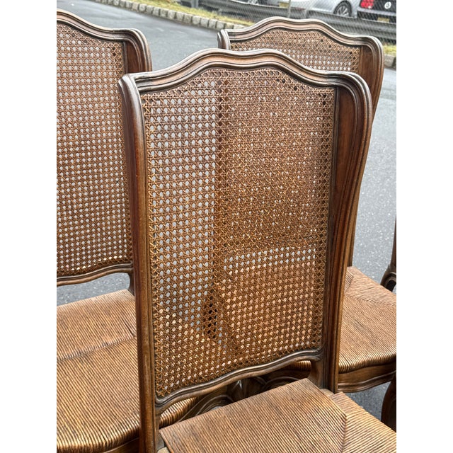 Vintage Cane Back Louis XV Rush Seat Dining Chairs - Set of 6 For Sale - Image 4 of 12