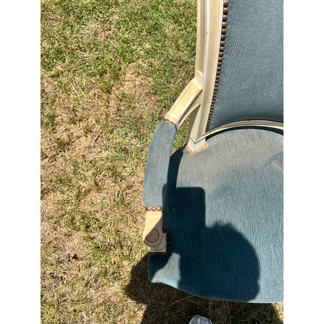 French 19th Century Louis XVI Painted Walnut Arm Chairs - Set of 2 For Sale - Image 12 of 12