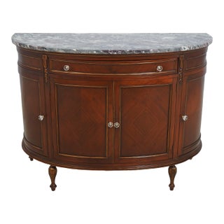 Marble Top Louis XVI Style Demilune Commode For Sale