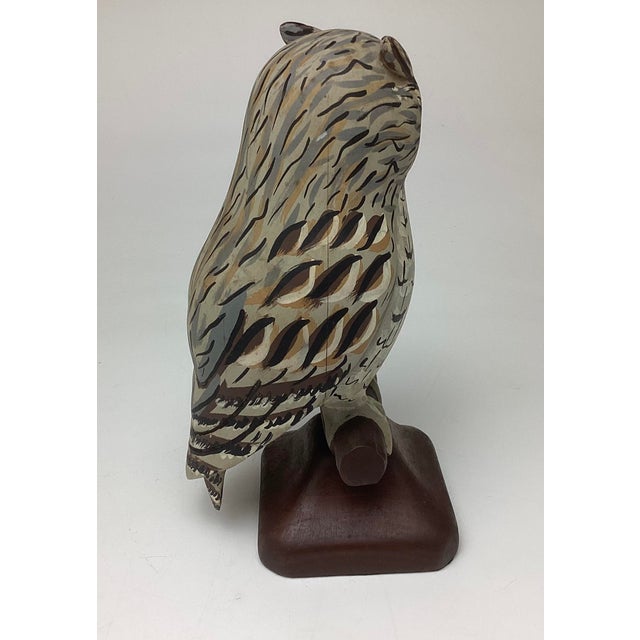 Mid 20th Century Amazing Hand Carved Hand Painted Folk Art Owl Sculpture For Sale In New York - Image 6 of 7