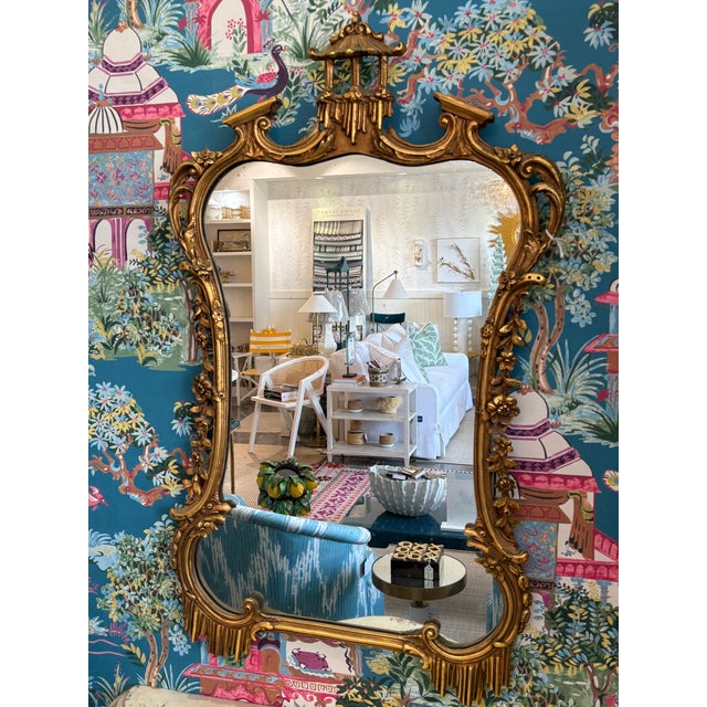 Beautiful antique gilded mirror. Made in Italy. Excellent condition. See photos for all details.