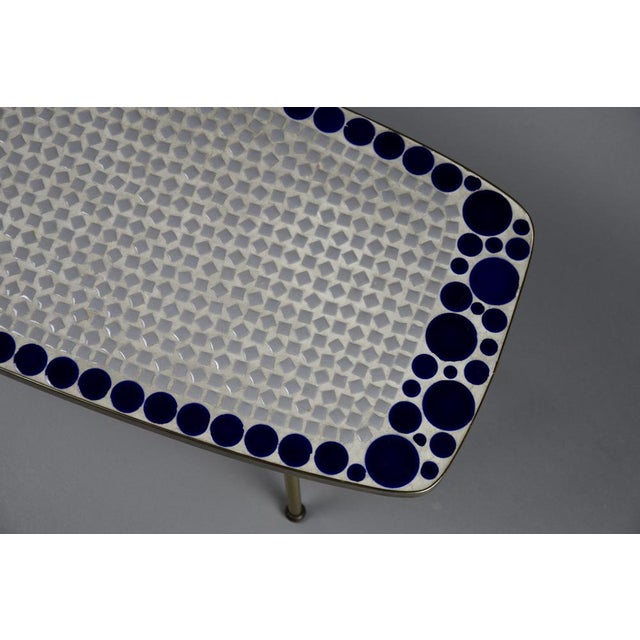 Mid-Century Modern Grey and Blue Glass Mosaic and Brass Side Table attributed to Berthold Müller, 1960s For Sale - Image 15 of 18