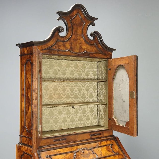 Lombard Walnut and Walnut Burl Trumeau For Sale - Image 3 of 14