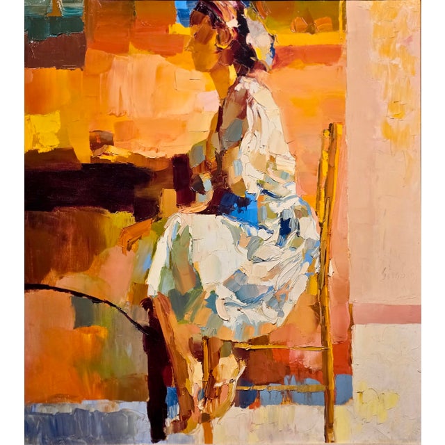 Nicola Simbari Nicola Simbari - Saffron Daydream - 1964 Oil Painting For Sale - Image 4 of 12