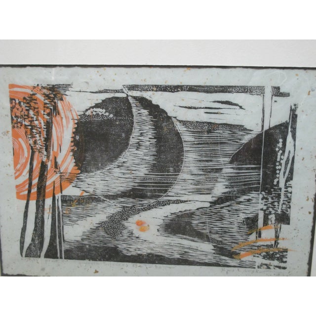 Mid 20th Century Kay Langdon Signed Framed Artist Proof Multi-Media Woodcut With Silences Between For Sale - Image 5 of 8