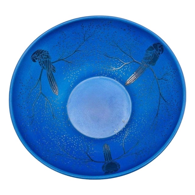 Emilia Castillo for Los Castillo Cobalt Porcelain & Silver Bowl, 1990 For Sale