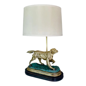 Vintage Brass Hunting Dog Figural Table Table