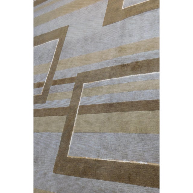 Hand-Knotted Moder Geometric Architectural Rug. 8'x 10'2" For Sale - Image 12 of 14