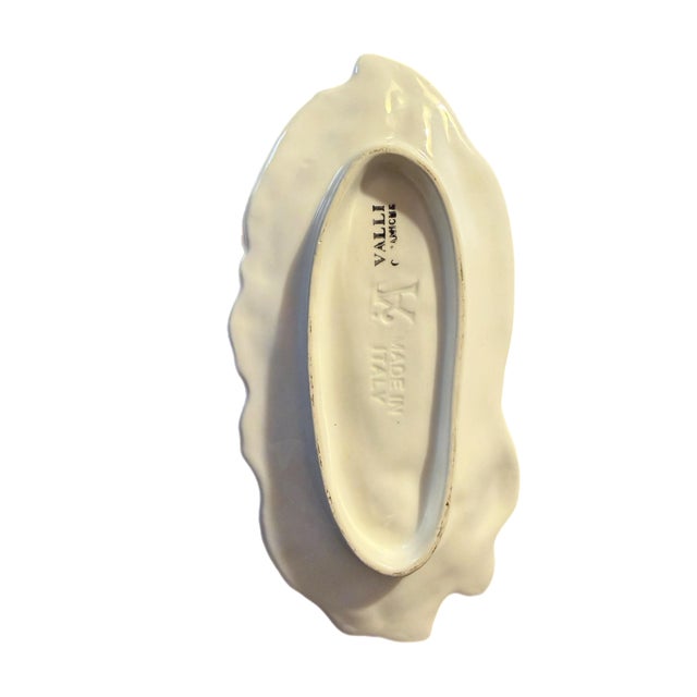 Late 20th Century Late 20th Century Italian Majolica Hand-Painted Ceramic Zucchini Flower Serving Dish For Sale - Image 5 of 5