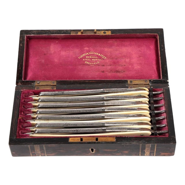 Victorian Silver-Plated Razors from Flockton Tompkin Co., Sheffield, United Kingdom, 1870, Set of 7 For Sale