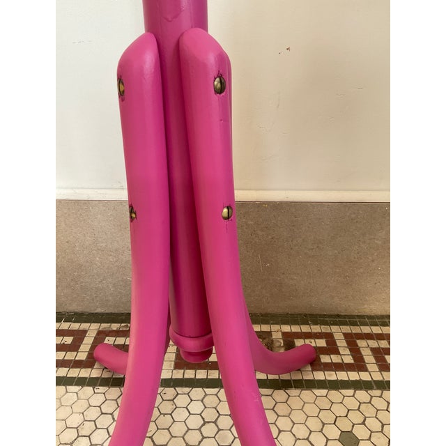 1950s Grand Thonet Style Bentwood Coat Rack in Bold Pink For Sale - Image 10 of 11