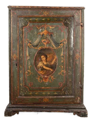 18th Century Painted Tyrolean Cupboard Featuring Goddess Flora