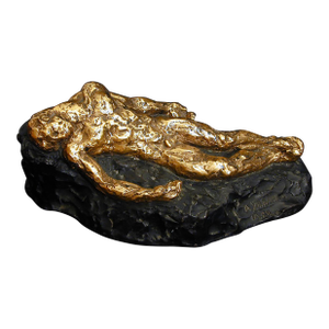 1950s "Recumbent Male Nude", Gilded Bronze Sculpture