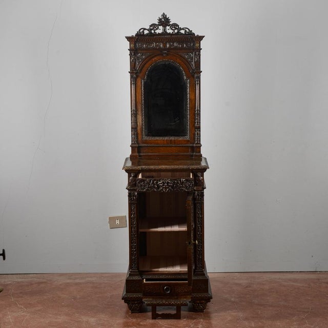 Carved Walnut Bedside Table with Foldaway Kneeler from Giuseppe Sellerio Milano, Late 19th Century For Sale - Image 10 of 18