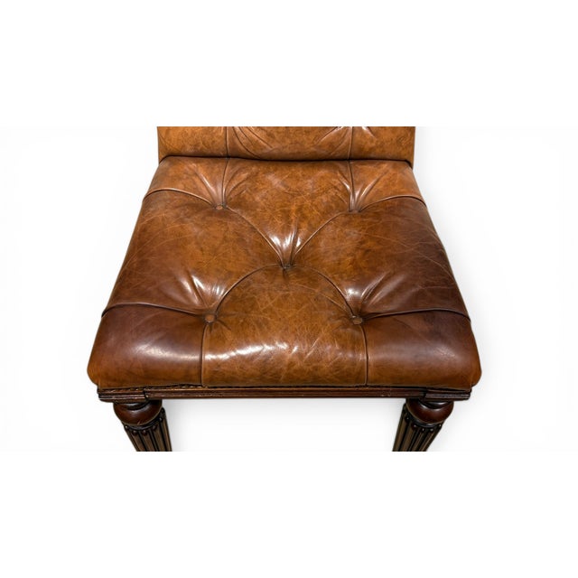 Animal Skin Ralph Lauren Tufted Brown Leather Desk Chair For Sale - Image 7 of 8