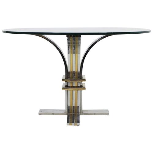 Sculptural Round Dining Table in Chrome and Brass attributed to Banci Firenze, 1970s For Sale - Image 13 of 13