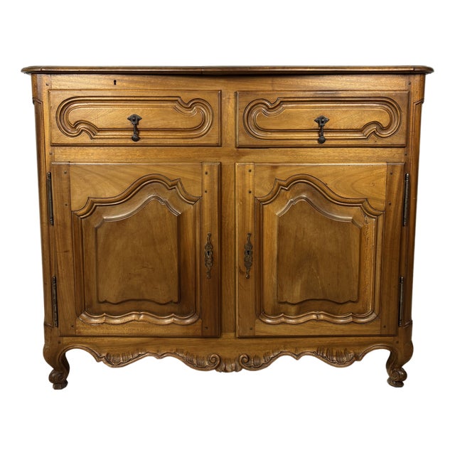 French Provincial Oak Server Cabinet With Sliding Shelves, Early 20th Century For Sale
