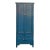 Oriental Dark Teal Blue Narrow Wood Detail Door Drawers Storage Cabinet For Sale
