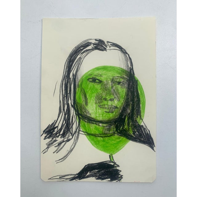 Hanna Ilczyszyn, Girl with a Balloon, Mixed Media Drawing, 2024 For Sale - Image 3 of 4