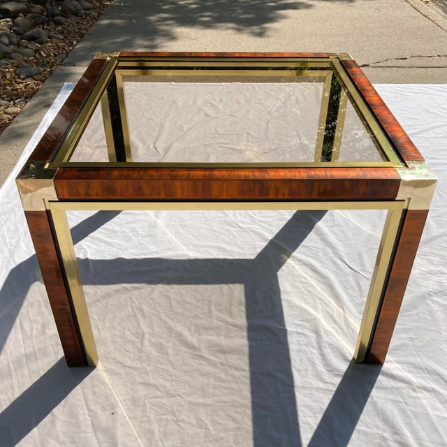 Brass Mid-Century Modern Faux Tortoiseshell & Brass End Table For Sale - Image 8 of 13