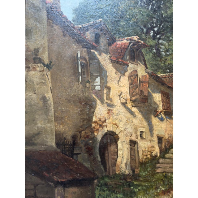 Late 19th Century Large 19th-Century French Village Oil Painting by Jean-Georges Pasquet, After Dameron For Sale - Image 5 of 18
