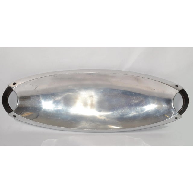 Metal 1980s Dansk Oval Aluminum Holloware Brass Bronze Finish Serving Platter For Sale - Image 7 of 13