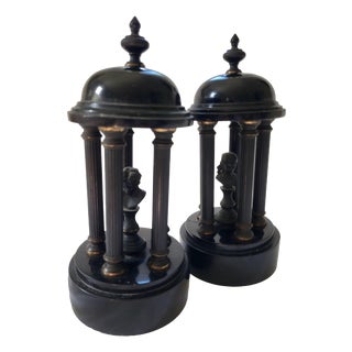 19th Century Neoclassical Grand Tour Temple Rotundas in Noir Belge Marble, 1875 For Sale