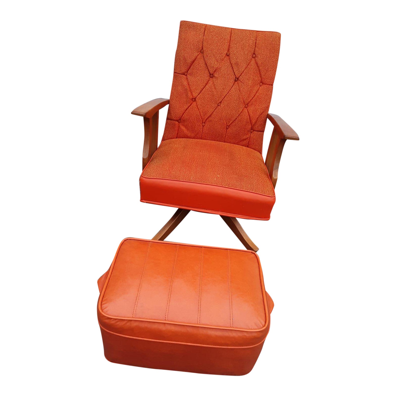 Mid Town Furniture Company Orange Chair And Ottoman Chairish Stop by midtown outlet home furnishings.