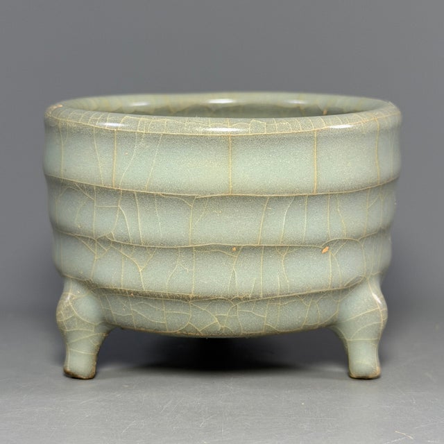Blue Antique Chinese Longquan Celadon Tripod Censer For Sale - Image 8 of 9
