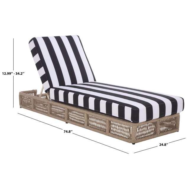 2020s Gillian Chaise Lounge, Heather Tan/Black Stripe For Sale - Image 5 of 12