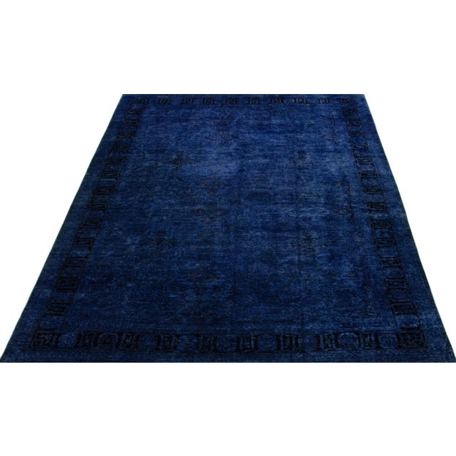 Transitional 2010s Oversize Transitional Handmade Wool Rug in Blue For Sale - Image 3 of 7