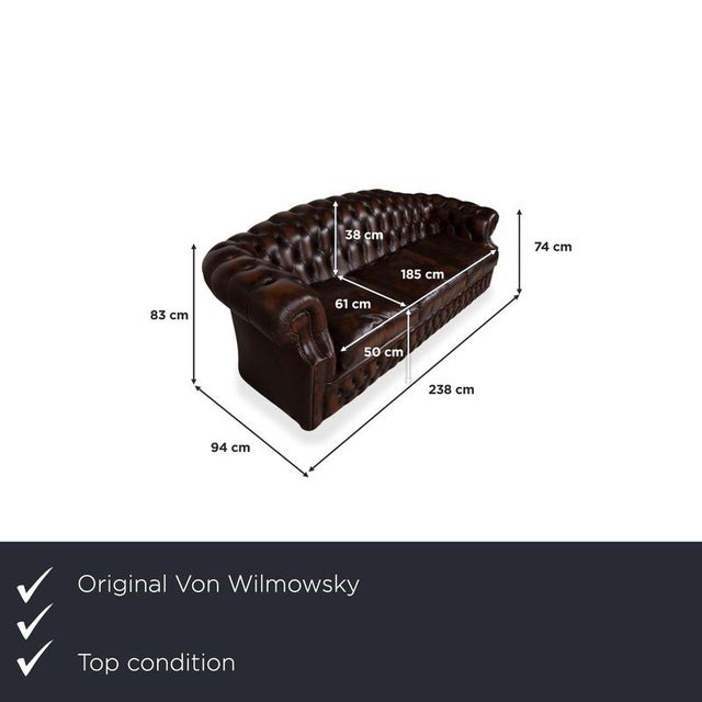 Von Wilmowky Yates Chesterfield Leather Sofa, Four-Seater, Brown Vintage. I have official proof of authenticity such as...