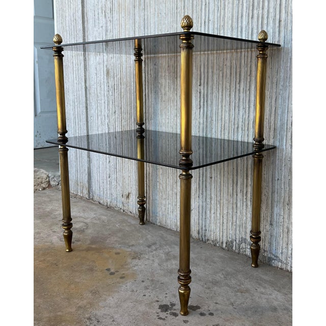 Hollywood Regency Early 20th Hollywood Regency Bronze Cocktail Table with Smoked Glass For Sale - Image 3 of 18