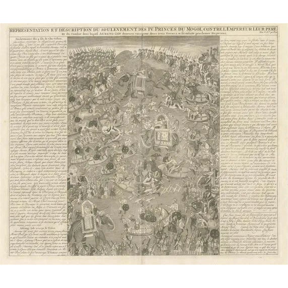 Chatelain, Mughal Princes Revolt Battle, 1718, Engraving For Sale