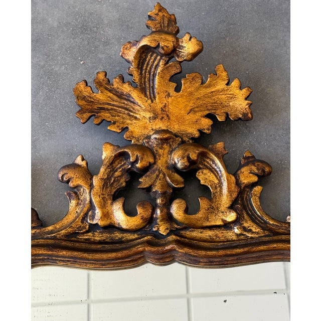 Spanish 20th Baroque Style Carved Walnut Ormolu Gilded Mirror For Sale - Image 11 of 18