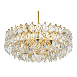 Chandelier Brass and Crystal Glass from Bakalowits, Austria, 1960s For Sale